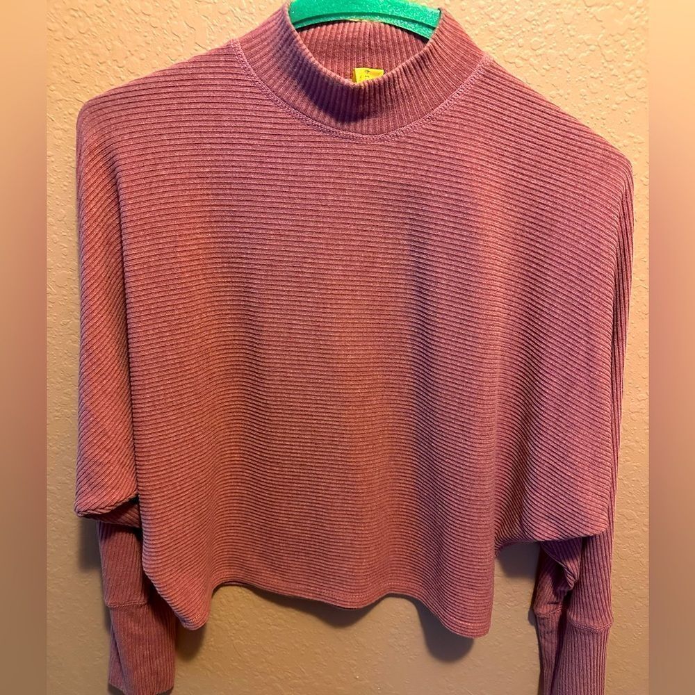 PST Pink long sleeve ribbed crop sweater